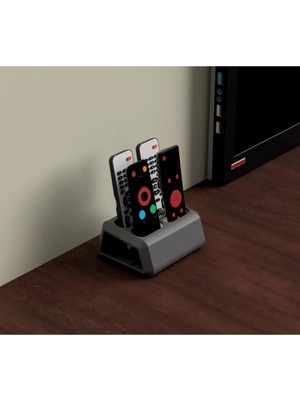 Dlc 3d Design Kumanda Organizer Standı 4 Gözlü Uzaktan Kumanda Düzenleyici Tv Kumandalık Modern Gri