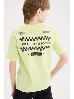 DeFacto Bisiklet Yaka Sırt Baskılı Kısa Kollu Tişört Erkek Çocuk E0968A825SM