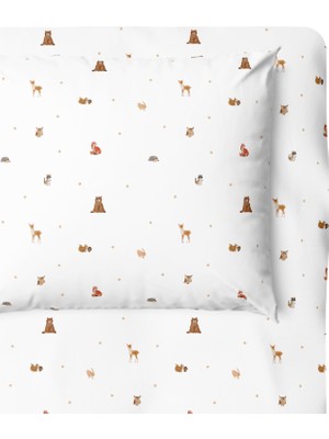 Casadora Baby Forest Amigos 100% Pamuk Saten Lastikli Çarşaf Seti - 100X200 cm + 50X70 cm