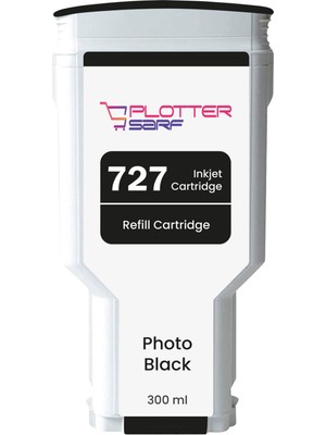 PlotterSarf® Hp 727 Photo Black (Pb) Orijinal Mürekkep Dolumlu Feyink Kartuş 300 ml Fotoğraf Siyahı