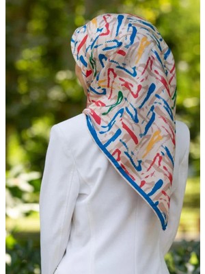 Vissona Tivil İpek Eşarp 60328 - 3 - 0016 - 0031 Krem Karışık Desen