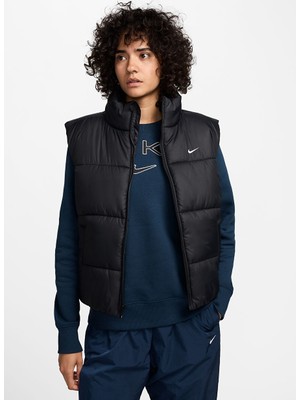 Nike Siyah Kadın Fermuarlı Normal Düz Yelek FZ5922-010 W Nsw Tf Synfl Nk Clsc V Beden: Xs