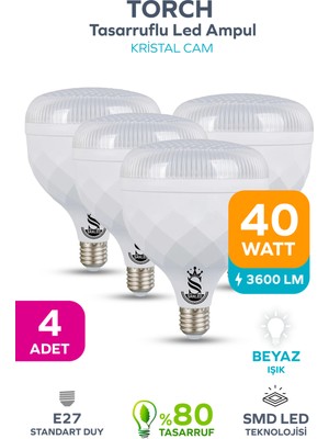 ŞANLED 40W Kristal Tasarruflu E27 Beyaz Işık Torch LED Ampul