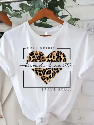 Woodroffe Kadın Özgür Ruh Baskılı Beyaz T-Shirt Oversize Salaş
