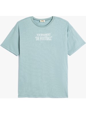 Koton Tişört Slogan Baskılı Kısa Kollu Bisiklet Yaka Pamuklu