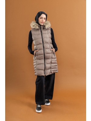 Tuğba Ergül 1804 Kadın Dolgu Yelek Bej