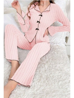 Bella Notte Pembe Uzun Kollu Fiyonk Detaylı Pijama Takımı
