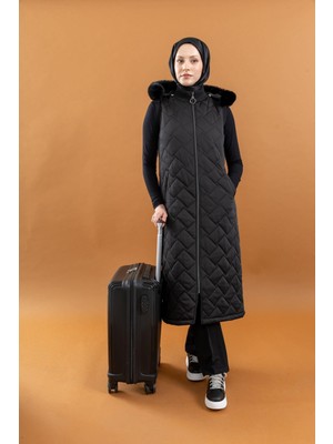 Tuğba Ergül 129 Kapitone Kadın Yelek Siyah