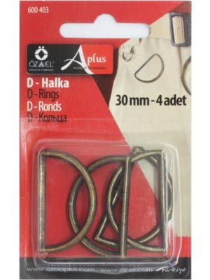 Özel Lastik 30 mm 4 Adet D- Halka Metal Antik Kahve Renkli Çanta Aksesuarı 600 403