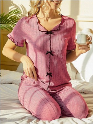 Bella Notte Mevsimlik Fiyonk Detaylı Pamuklu Pijama Takımı