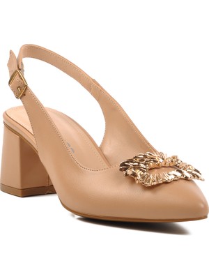 Ayakmod Nude Kadın Topuklu Abiye Ayakkabı