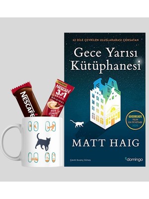 Gece Yarısı Kütüphanesi Kutupkitap Özel Temalı Kupa Bardak Kahve Not Gece Yarısı Kütüphanesi Kitap Hediye Seti