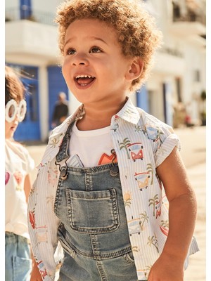 Mayoral Erkek Bebek Kısa Kol Baskılı Gömlek Mavi