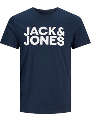 Jack & Jones O Yaka Baskılı Koyu Lacivert Erkek T-Shirt 12151955 Jjecorp Logo Tee Ss Crew N Beden: L