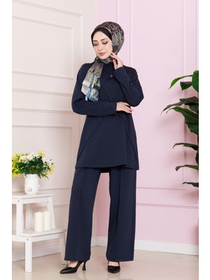 Önü Taşlı Iki Iplik Takım-Lacivert