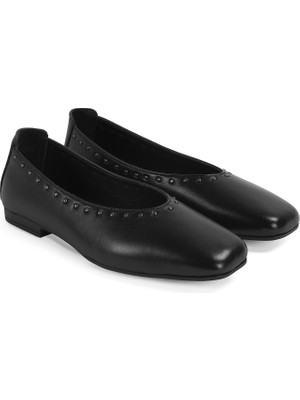 Desa Kaius Siyah Kadın Deri Babet