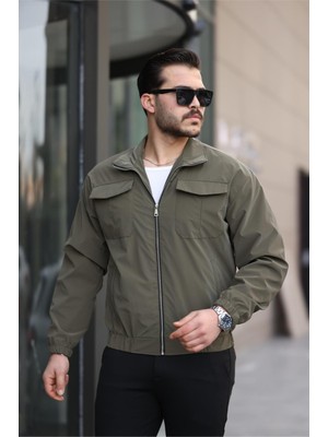 Nova Parlak Çift Cepli Su Itici Slim Fit Erkek Yağmurluk Mont