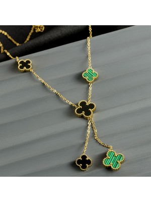 Ebijuteri Gold Çiçek Detay Çelik Kolye