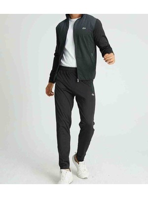 Lacoste Grafikcs Siyah Dar Kalıp Desenli Eşofman Takımı