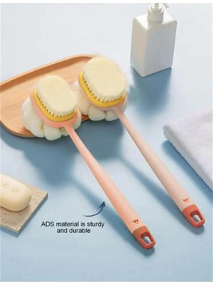 Busstier 2'si 1 Arada Uzun Saplı Duş Fırçası – Masaj Etkili Kıl ve Lifli Çift Yönlü Banyo Fırçası