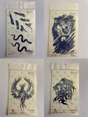 Airbrush Tattoo Yılan Kurt 3 Hafta Kalıcı 4 Adet Birden Yapıştırma Geçici Dövme Yarı Kalıcı Dövmeler