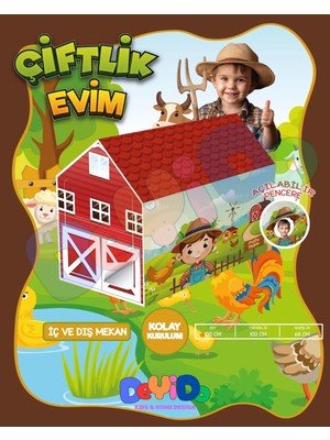Deyido Çiftlik Evim Eğlenceli Oyun Evi Evcilik Oyun Çadırı Minik Kampçı Çadırı