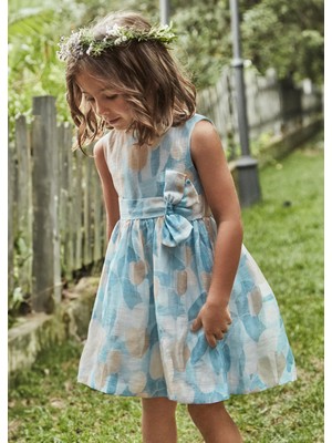 Mayoral Kız Çocuk Baskılı Elbise Mavi