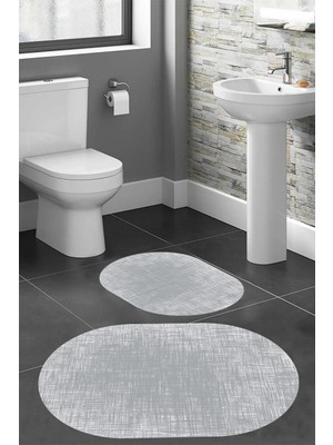 Rovigo Home Dijital Baskı  Modern Banyo Halısı Ikili Banyo Paspası RVG5-HS180  100 x 60+60 x 50  cm