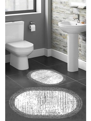 Eliana Home Dijital Baskı  Modern Banyo Halısı Ikili Banyo Paspası LNA5-HS209  100 x 60+60 x 50  cm