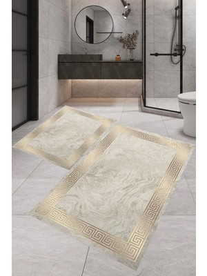 Eliana Home Dijital Baskı  Modern Banyo Halısı Ikili Banyo Paspası LNA5-SM273  100 x 60+60 x 50  cm