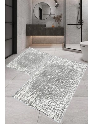 Eliana Home Dijital Baskı  Modern Banyo Halısı Ikili Banyo Paspası LNA5-0403  100 x 60+60 x 50  cm