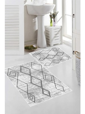 Eliana Home Dijital Baskı  Modern Banyo Halısı Ikili Banyo Paspası LNA5-FNL467  100 x 60+60 x 50  cm