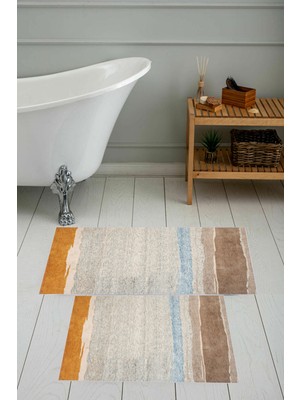 Eliana Home Dijital Baskı  Modern Banyo Halısı Ikili Banyo Paspası LNA5-0604  100 x 60+60 x 50  cm