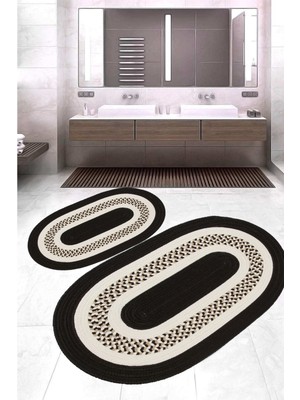 Eliana Home Dijital Baskı  Modern Banyo Halısı Ikili Banyo Paspası LNA5-3179  100 x 60+60 x 50  cm
