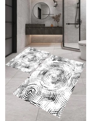 Eliana Home Dijital Baskı  Modern Banyo Halısı Ikili Banyo Paspası LNA5-FNL327  100 x 60+60 x 50  cm