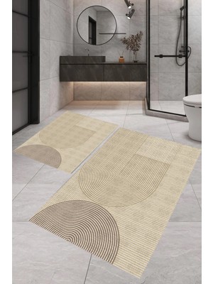 Eliana Home Dijital Baskı  Modern Banyo Halısı Ikili Banyo Paspası LNA5-FNL345  100 x 60+60 x 50  cm