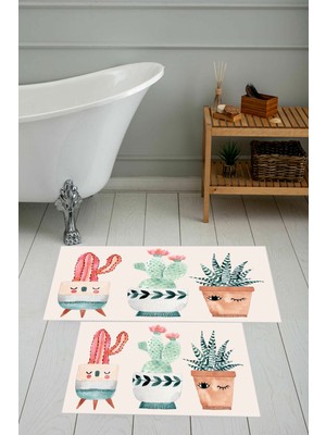 Eliana Home Dijital Baskı  Modern Banyo Halısı Ikili Banyo Paspası LNA5-SM195  100 x 60+60 x 50  cm