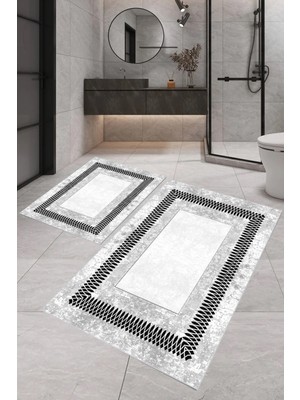 Eliana Home Dijital Baskı  Modern Banyo Halısı Ikili Banyo Paspası LNA5-SM90  100 x 60+60 x 50  cm