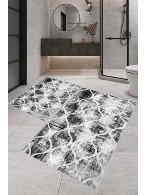 Eliana Home Dijital Baskı  Modern Banyo Halısı Ikili Banyo Paspası LNA5-1606  100 x 60+60 x 50  cm