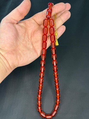 Anemore Collection ÇUBUK KEHRİBAR TESBİH KARAMEL RENK KAPSÜL KESİM İRİ BOY 14,5MMX11MM T-775