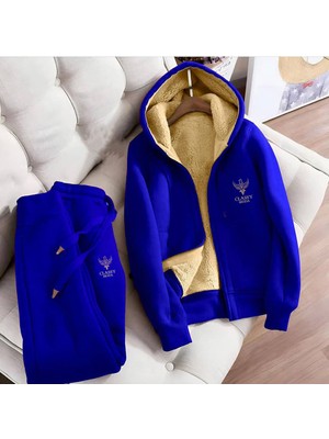 Eşofman Takımı - 2lü - Alt-Üst - Nakiş - Kapüşonlu - 3 Iplık Şardonlu -Üst Iç Welsoft Kollar Hariç