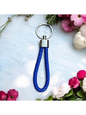 Sıfır312 Deri Örgü Anahtarlık - Kadın, Erkek, Genç Deri Örgü Halat Anahtarlık / Sax Mavi Renk