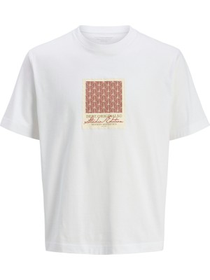 Jack & Jones Jorıslıngton Aop Front Tee Ss Crew Neck Erkek Beyaz Tshirt 12273019-01
