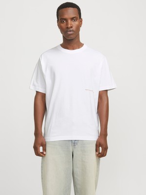 Jack & Jones Jorporto Pattern Tee Ss Crew Neck Erkek Beyaz Tshirt 12273694-01