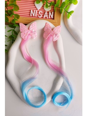 Nisan Kids Kız Çocuk Pullu Kelebek Yapay Saç Postiş 2 Adet
