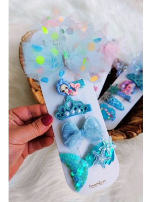 Nisan Kids Deniz Kızı Figürlü  Pul Payet ve Tül Detaylı Toka Seti