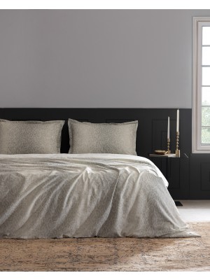 Madame Coco Elaine Çift Kişilik %100 Pamuk Baskılı Saten Nevresim Takımı - Taş