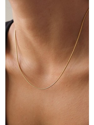 Byflorya Jewelry Çelik İnce İtalyan Zincir Kolye Balık Sırtı Yılan Zincir 1 mm Kararmaz Gold Renk 45&60 cm Unisex