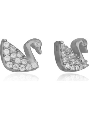 Silveranka 925 Ayar Gümüş Kuğu Küpe