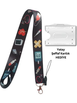 Doktorbonem Sağlıkçı Araç Gereçleri Kart Askısı Yaka Kartı Boyun Askı İpi Telefon Askısı Yatay Dikey Kart Koruyucu